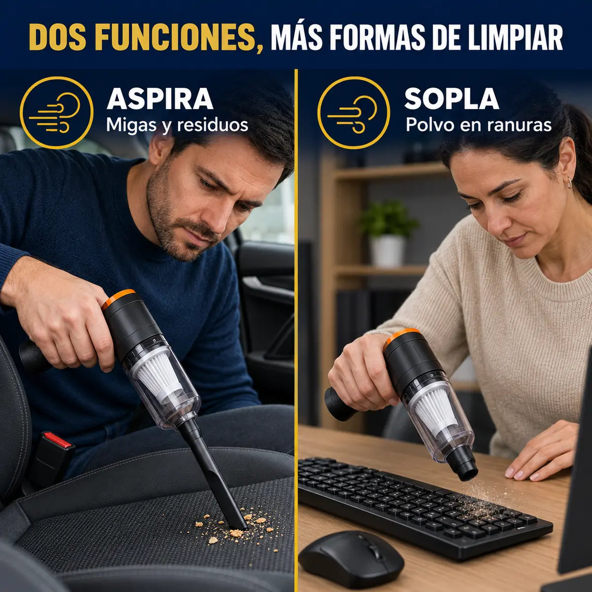 Aspiradora Portátil 2 en 1: Aspira y Sopla