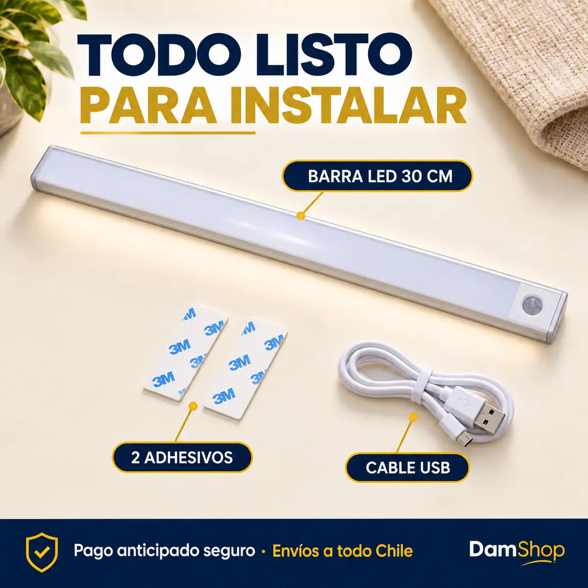 Barra LED con Sensor – Ilumina Justo Cuando la Necesitas